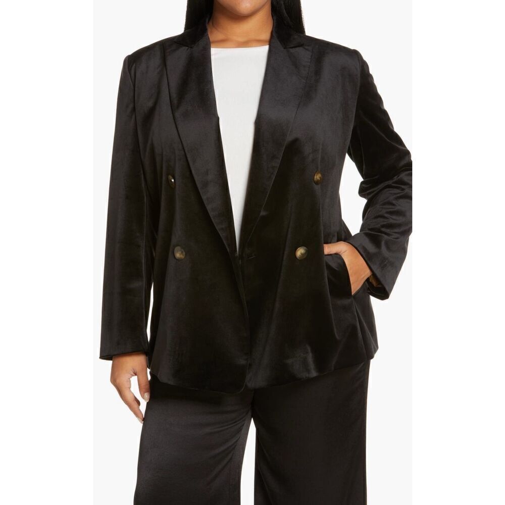 Vince Double Breasted Velvet Blazer in Black NWT Size 18W